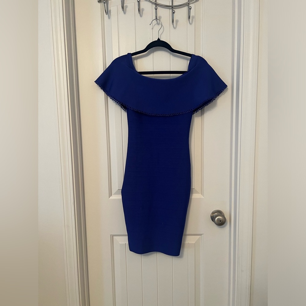 Guess by Marciano Royal blue bandage/ bodycon midi dress, Size small - Picture 2 of 9
